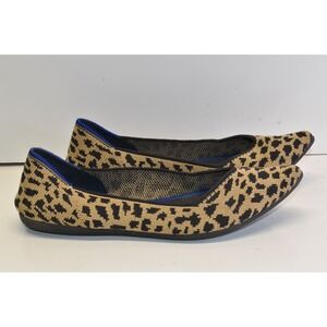ROTHY'S The Point Wildcat Ballet Flats Womens Size 6 Leopard Print Slip On